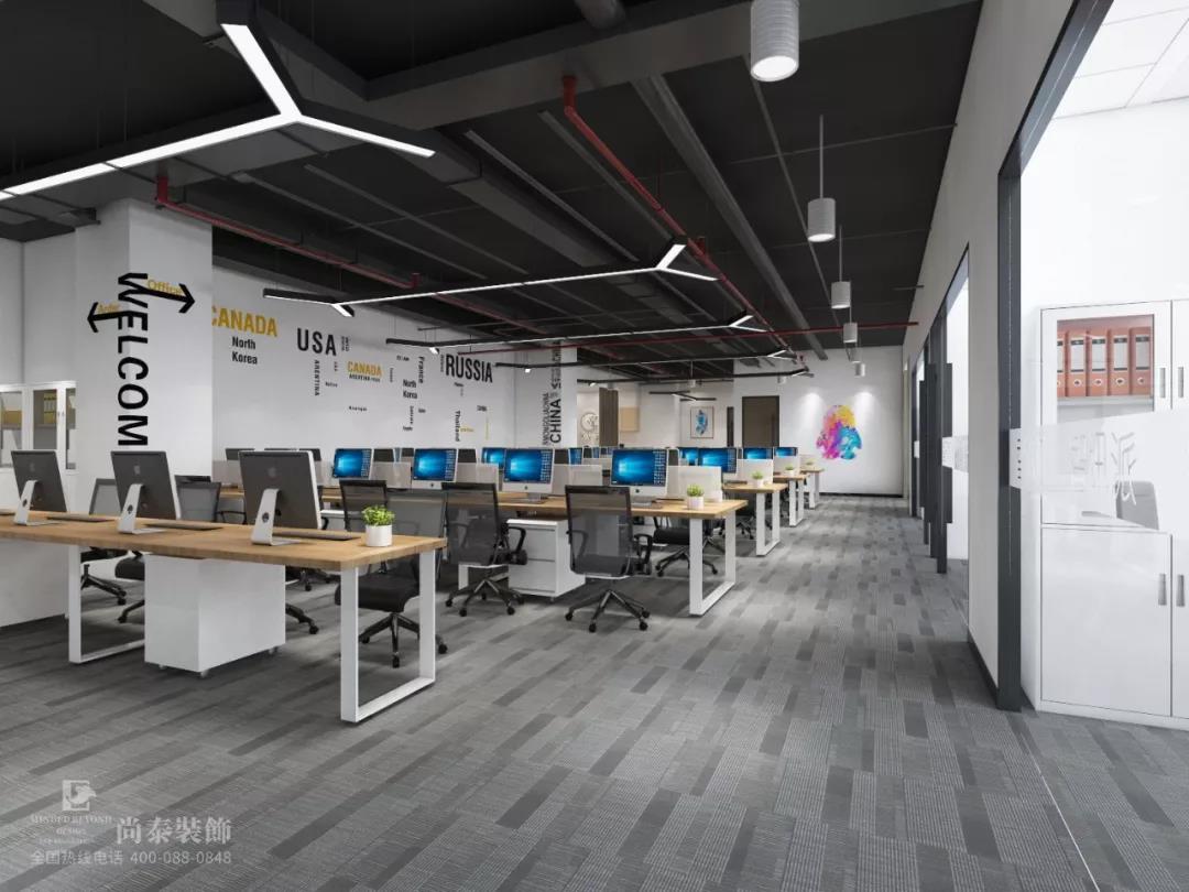 互聯(lián)網(wǎng)辦公室開放辦公區(qū)裝修效果圖