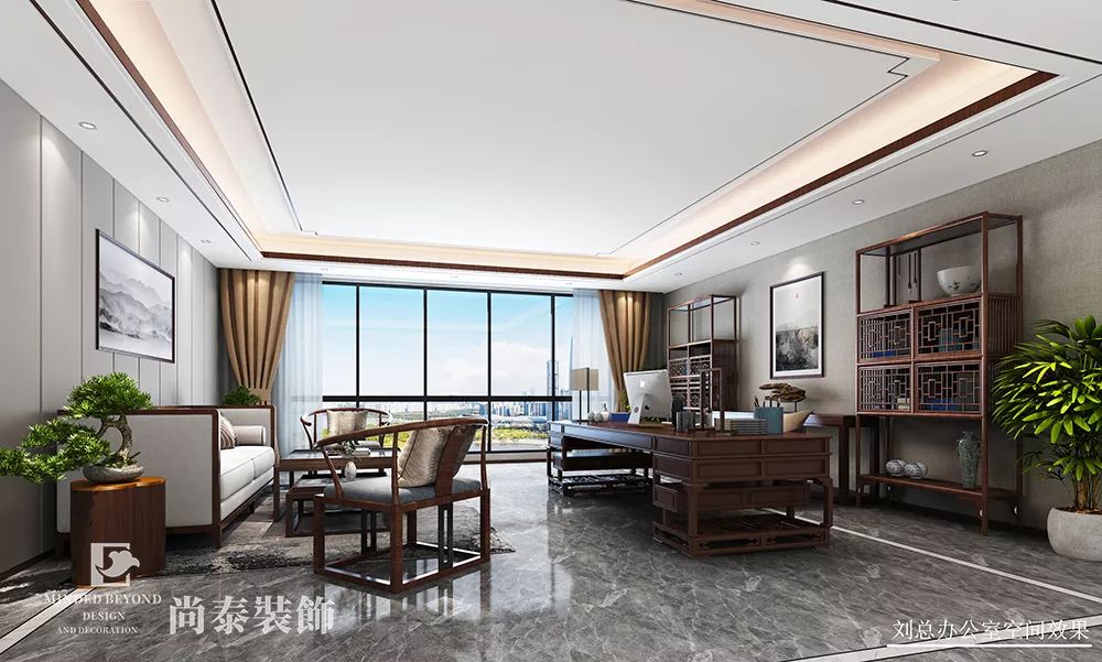 現(xiàn)代中式總經(jīng)理辦公室裝修效果圖
