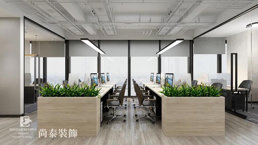 100平米科技公司辦公室開放辦公區(qū)設(shè)計